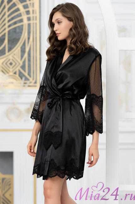 Халат женский шелковый Mia-Amore "Aurelia"  3893 черный