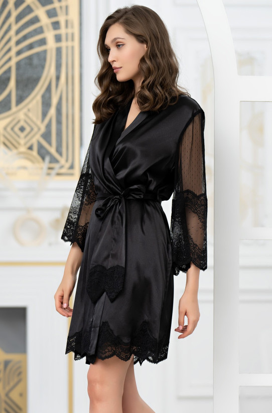 Халат женский шелковый Mia-Amore "Aurelia"  3893 черный