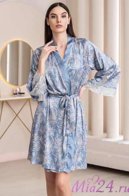 Халат женский шелковый Mia-Amore "Rebecca" 5163 голубой Халат женский шелковый Mia-Amore "Rebecca" 5163 голубой