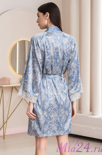 Халат женский шелковый Mia-Amore "Rebecca" 5163 голубой Халат женский шелковый Mia-Amore "Rebecca" 5163 голубой