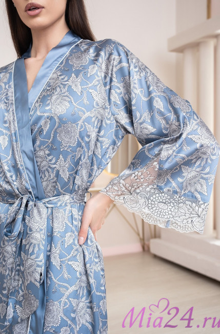Халат женский шелковый Mia-Amore "Rebecca" 5163 голубой Халат женский шелковый Mia-Amore "Rebecca" 5163 голубой