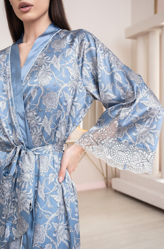 Халат женский шелковый Mia-Amore "Rebecca" 5163 голубой
