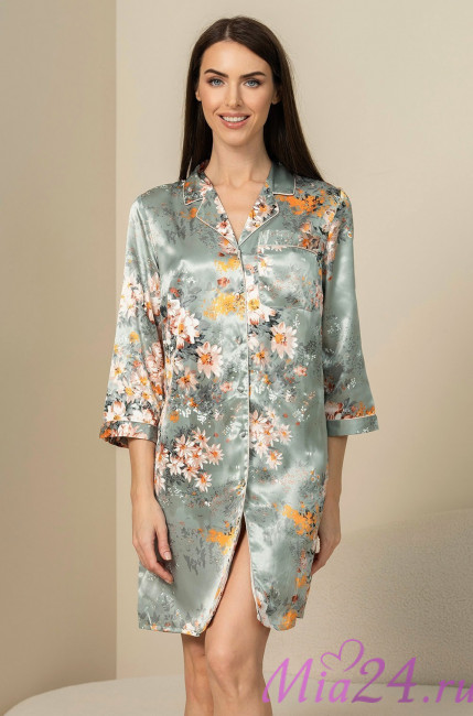 Халат женский шелковый на пуговицах Mia-Amore "Azalia" 4415 Халат женский шелковый на пуговицах Mia-Amore "Azalia" 4415