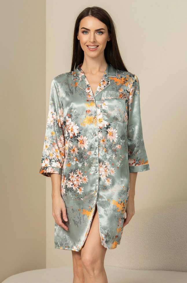 Халат женский шелковый на пуговицах Mia-Amore "Azalia" 4415