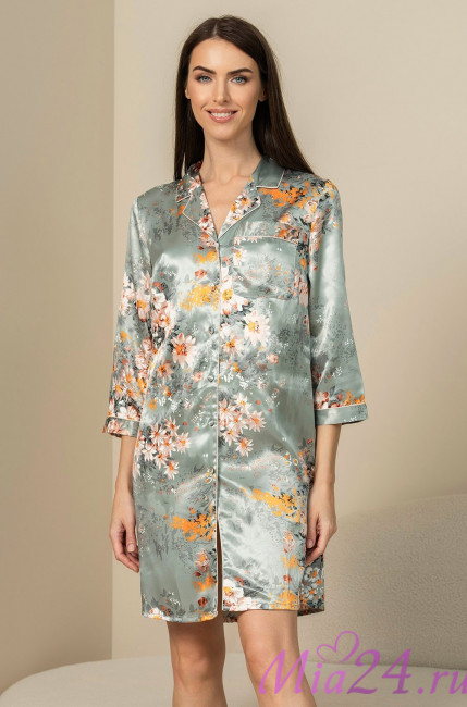 Халат женский шелковый на пуговицах Mia-Amore "Azalia" 4415 Халат женский шелковый на пуговицах Mia-Amore "Azalia" 4415