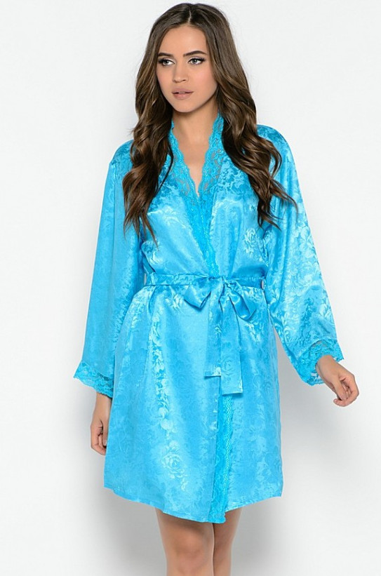 Халат шелковый Mia-Mia "Amely" 5703 голубой