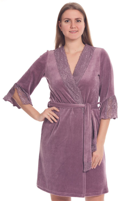 Халат велюровый женский Весталия 3707 инжир