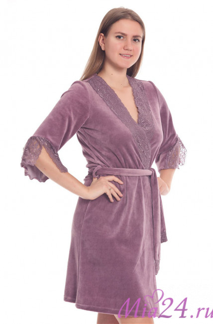 Халат велюровый женский Весталия 3707 инжир