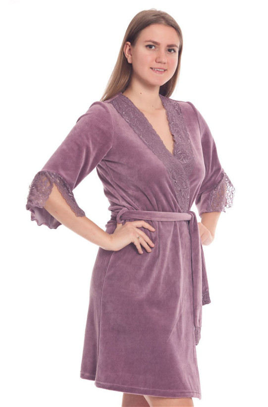 Халат велюровый женский Весталия 3707 инжир