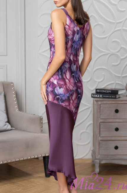 Сорочка женская длинная с фигурным низом из смесового шелка Mia-Amore "Kameya" 4455