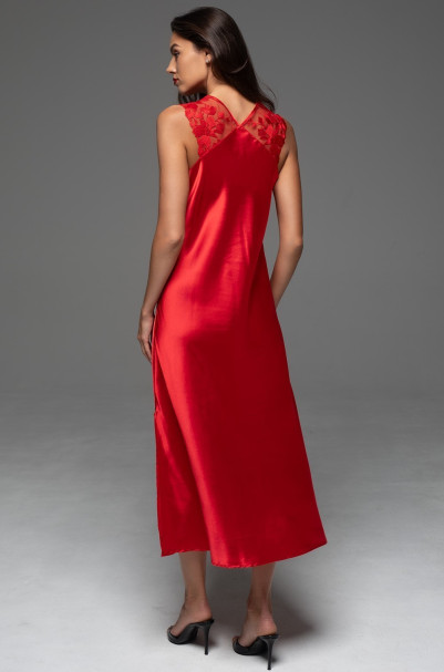 Сорочка длинная женская Merlot 4748 'Mia-Amore' - красная, полуприлегающая, на кружевных бретелях