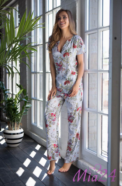 Женская пижама с брюками Mia-Mia "Alice" 16326 белый Женская пижама с брюками Mia-Mia "Alice" 16326 белый