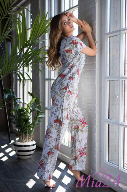 Женская пижама с брюками Mia-Mia "Alice" 16326 белый Женская пижама с брюками Mia-Mia "Alice" 16326 белый