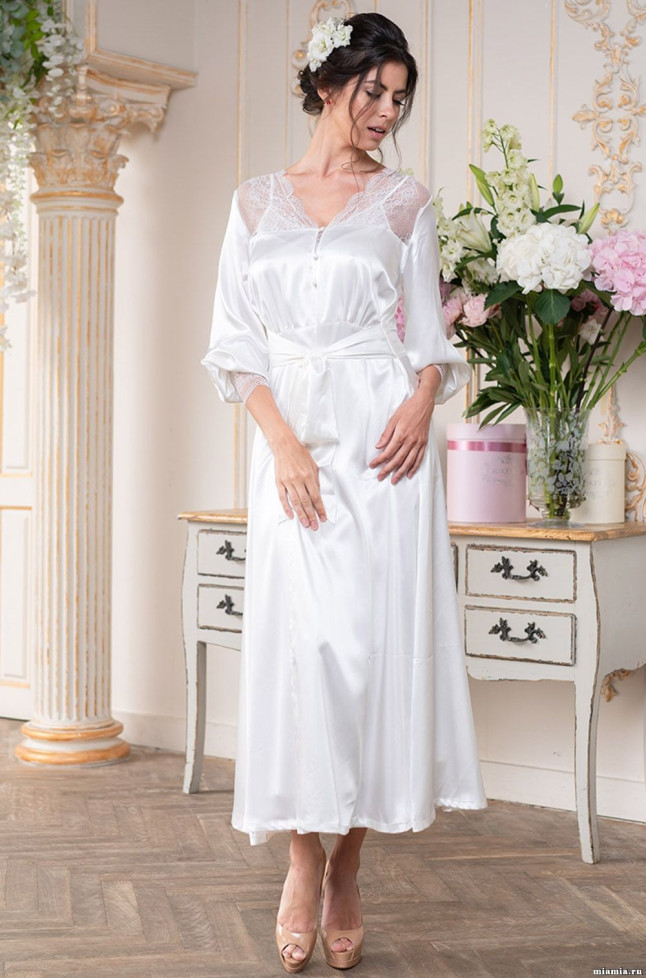 Халат женский длинный на пуговицах для невесты Mia-Amore "Christina" 8899