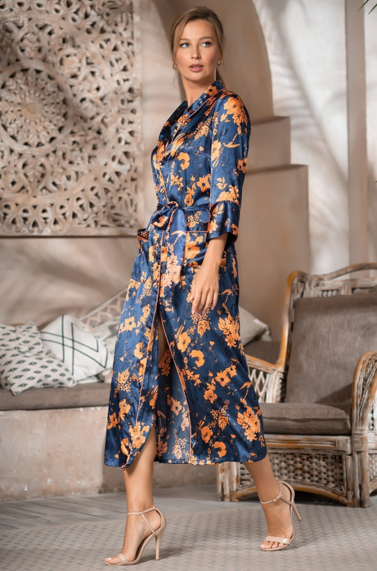 Халат длинный шелковый на пуговицах Mia-Amore "Qiara" 3829