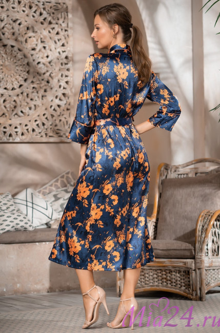 Халат длинный шелковый на пуговицах Mia-Amore "Qiara" 3829 Халат длинный шелковый на пуговицах Mia-Amore "Qiara" 3829