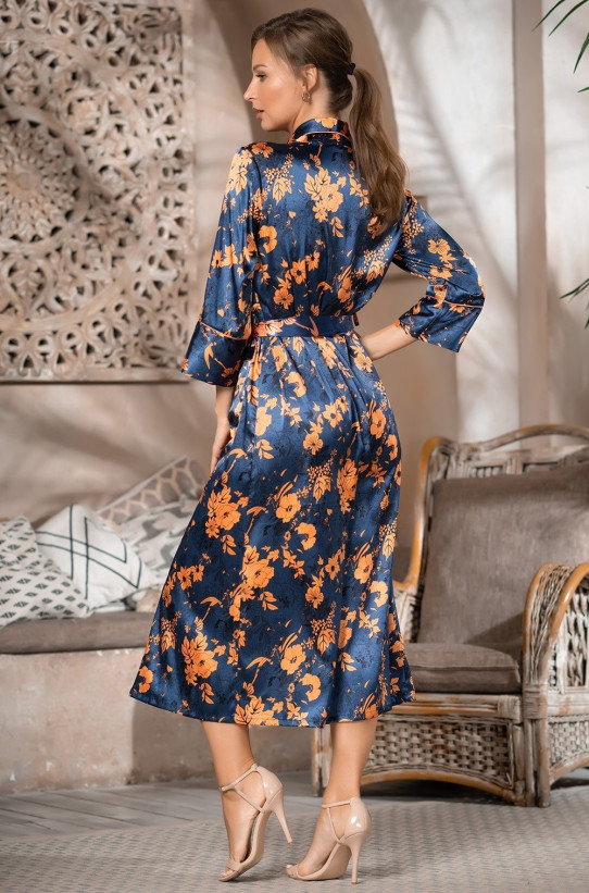 Халат длинный шелковый на пуговицах Mia-Amore "Qiara" 3829