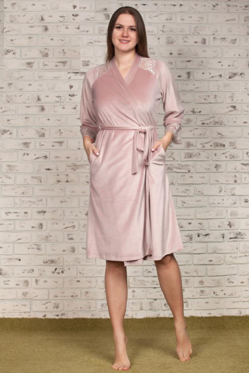 Халат велюровый женский Весталия 3729 пудра