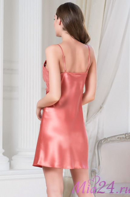 Сорочка короткая шелковая с кружевом Mia-Amore "Sharon" 3800 коралл Сорочка короткая шелковая с кружевом Mia-Amore "Sharon" 3800 коралл