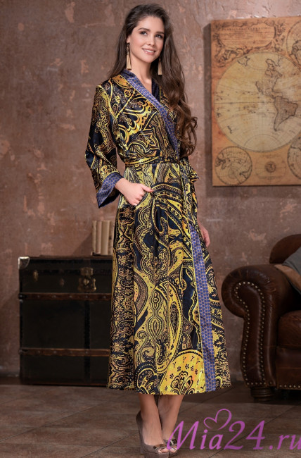 Халат длинный шелковый Mia-Amore "Armani Cold" 3499