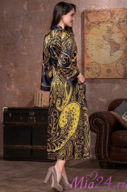 Халат длинный шелковый Mia-Amore "Armani Cold" 3499