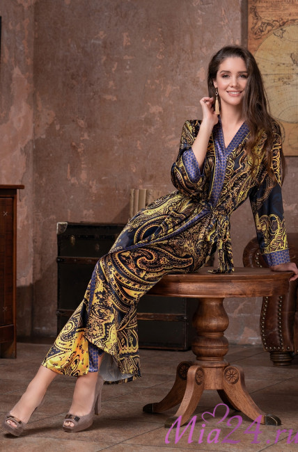 Халат длинный шелковый Mia-Amore "Armani Cold" 3499