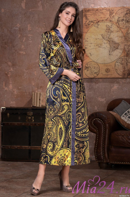 Халат длинный шелковый Mia-Amore "Armani Cold" 3499