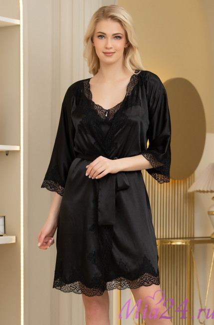 Халат женский шелковый Mia-Amore "Arianna" 3943 черный 
