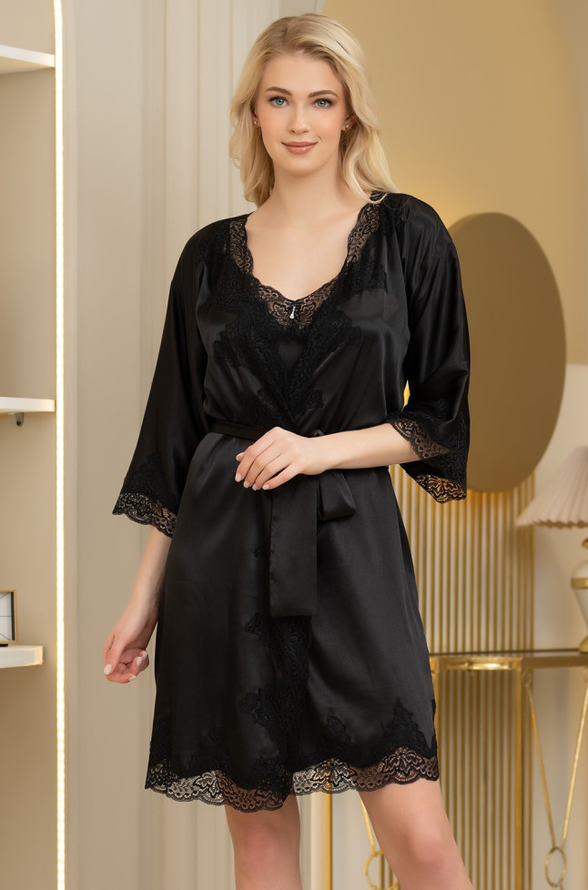 Халат женский шелковый Mia-Amore "Arianna" 3943 черный 