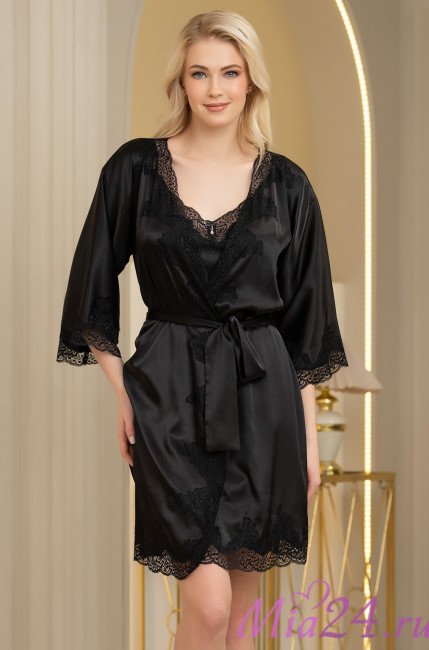 Халат женский шелковый Mia-Amore "Arianna" 3943 черный 