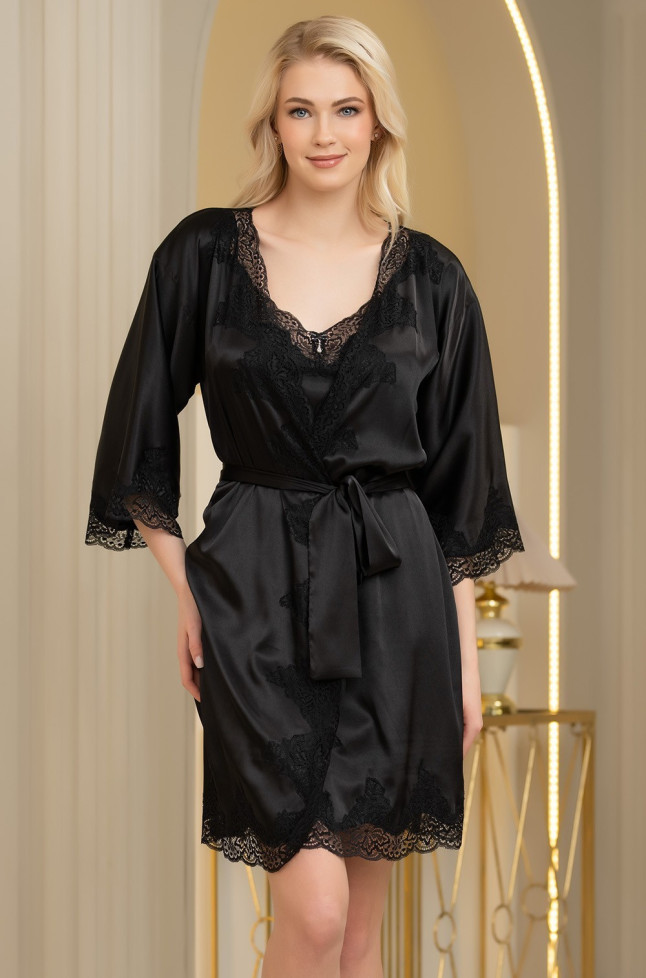Халат женский шелковый Mia-Amore "Arianna" 3943 черный 