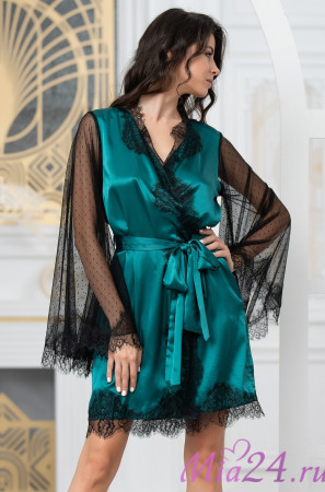 Халат женский короткий шелковый Mia-Amore "Windsor" 3883 изумруд Халат женский короткий шелковый Mia-Amore "Windsor" 3883 изумруд