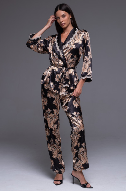 Комплект-тройка домашний шелковый Mia-Amore "Golden Flower" 3305