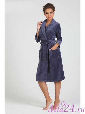 Халат велюровый Sogno Nic Club 1503 синий