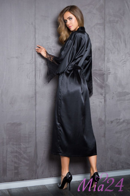 Халат женский длинный Mia-Mia "Evelin" 17539 черный Халат женский длинный Mia-Mia "Evelin" 17539 черный