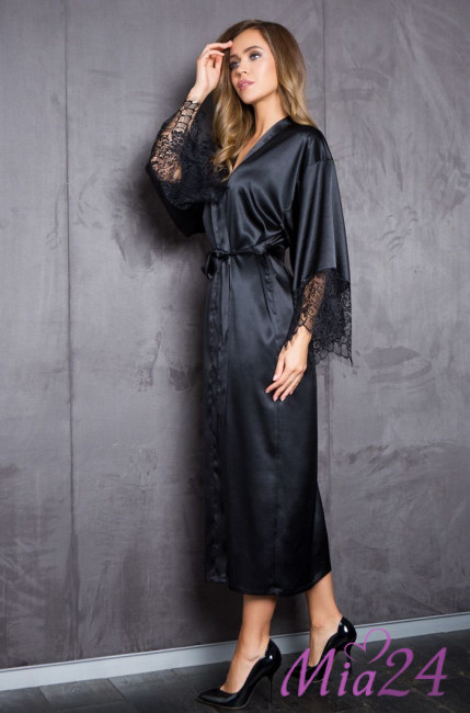 Халат женский длинный Mia-Mia "Evelin" 17539 черный Халат женский длинный Mia-Mia "Evelin" 17539 черный