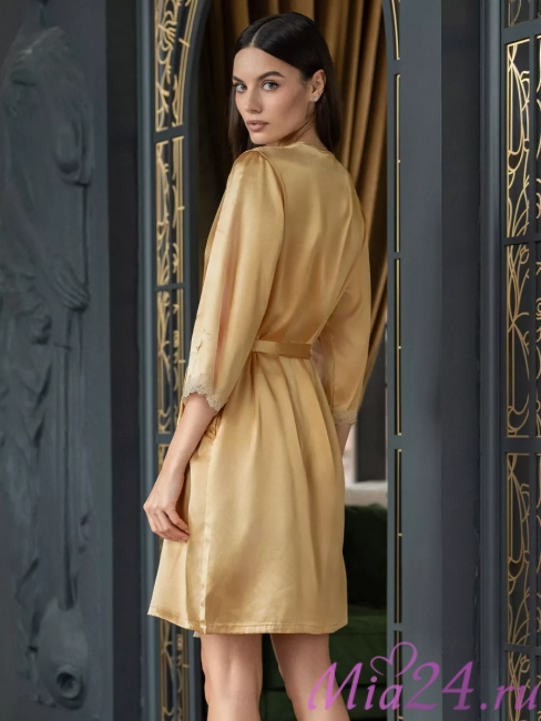 Халат короткий женский Mia-Mella "Julia" 8733 золотой Халат короткий женский Mia-Mella "Julia" 8733 золотой