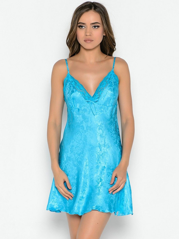 Сорочка шелковая Mia-Mia "Amely" 5701 голубой