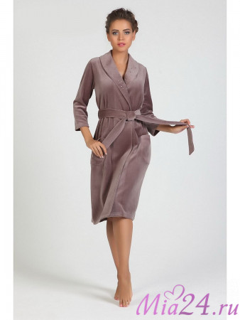 Халат велюровый Sogno Nic Club 1503 кофе