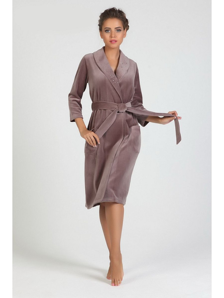 Халат велюровый Sogno Nic Club 1503 кофе