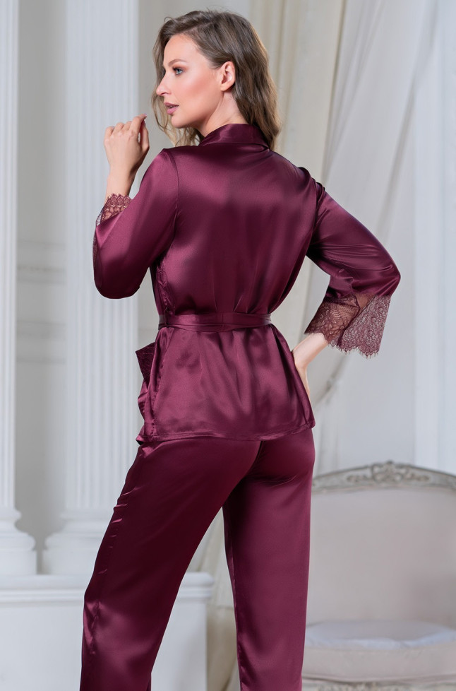 Комплект-тройка домашний с брюками Mia-Amore "Sharon" 3806 бордовый