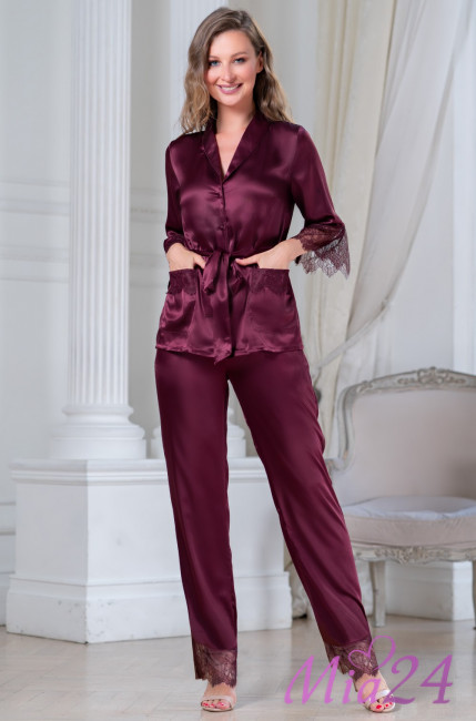 Комплект-тройка домашний с брюками Mia-Amore "Sharon" 3806 бордовый Комплект-тройка домашний с брюками Mia-Amore "Sharon" 3806 бордовый