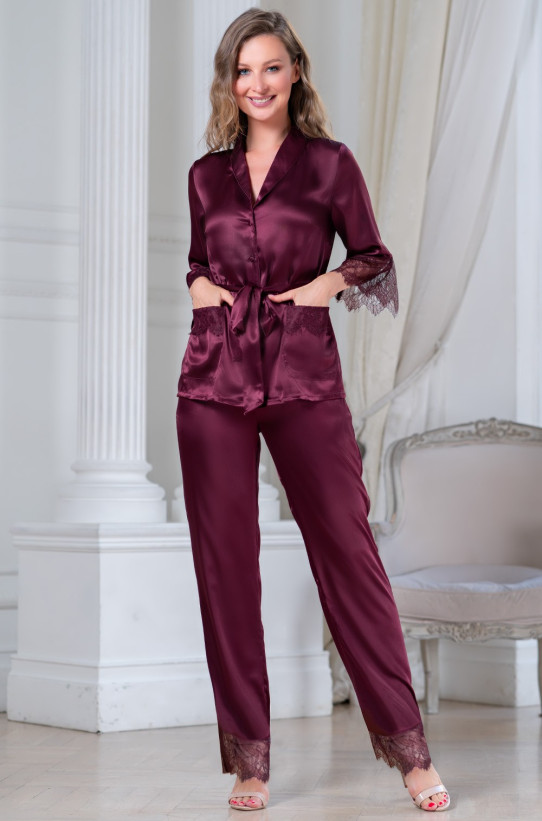 Комплект-тройка домашний с брюками Mia-Amore "Sharon" 3806 бордовый