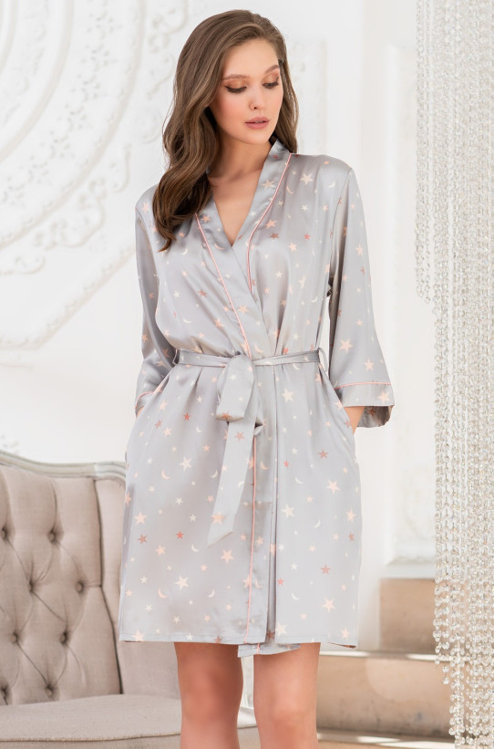 Халат домашний женский Mia-Mella "Julia" 7073 серые звезды