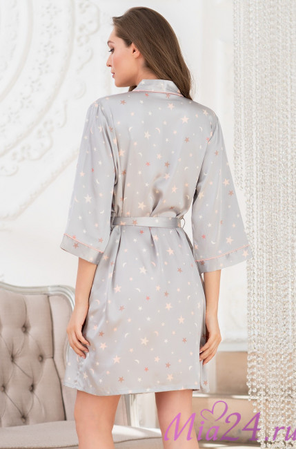 Халат домашний женский Mia-Mella "Julia" 7073 серые звезды