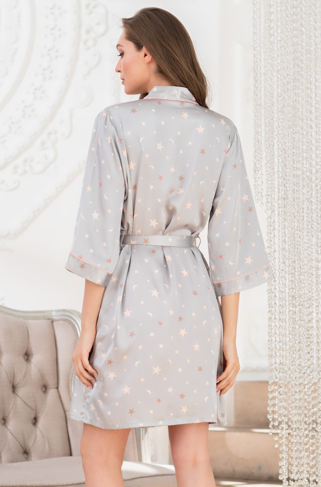Халат домашний женский Mia-Mella "Julia" 7073 серые звезды