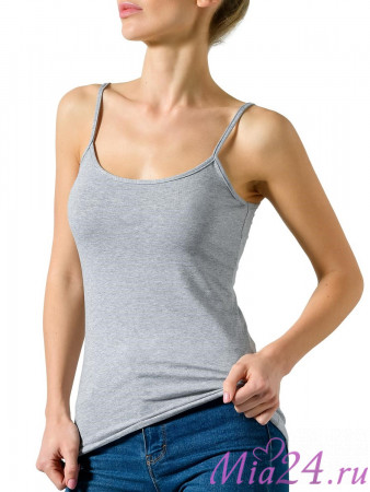Майка женская из хлопка Cotonella "L'Altra"  GD006 серый меланж 