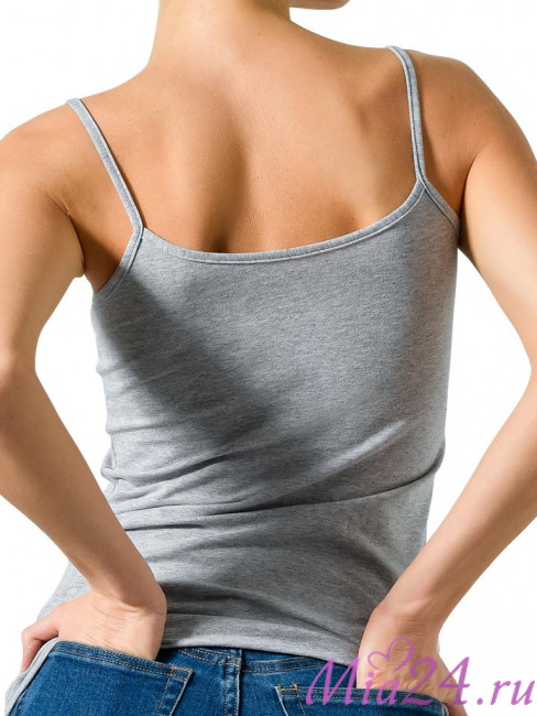 Майка женская из хлопка Cotonella "L'Altra"  GD006 серый меланж 