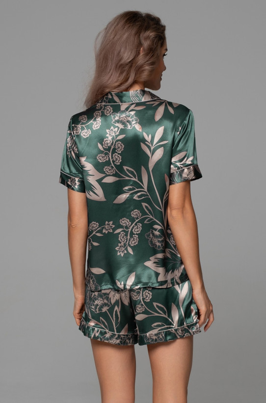 Комплект женский Carmina 4844 'Mia-Amore' - рубашка и шорты, шелковый, изумрудный