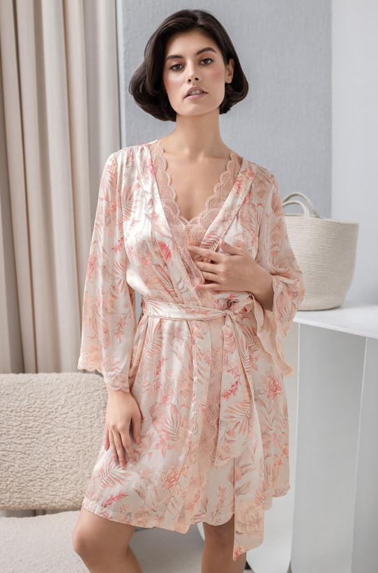 Халат-кимоно короткий запашной женский Molly 1923 'Mia-Amore' - с кружевом